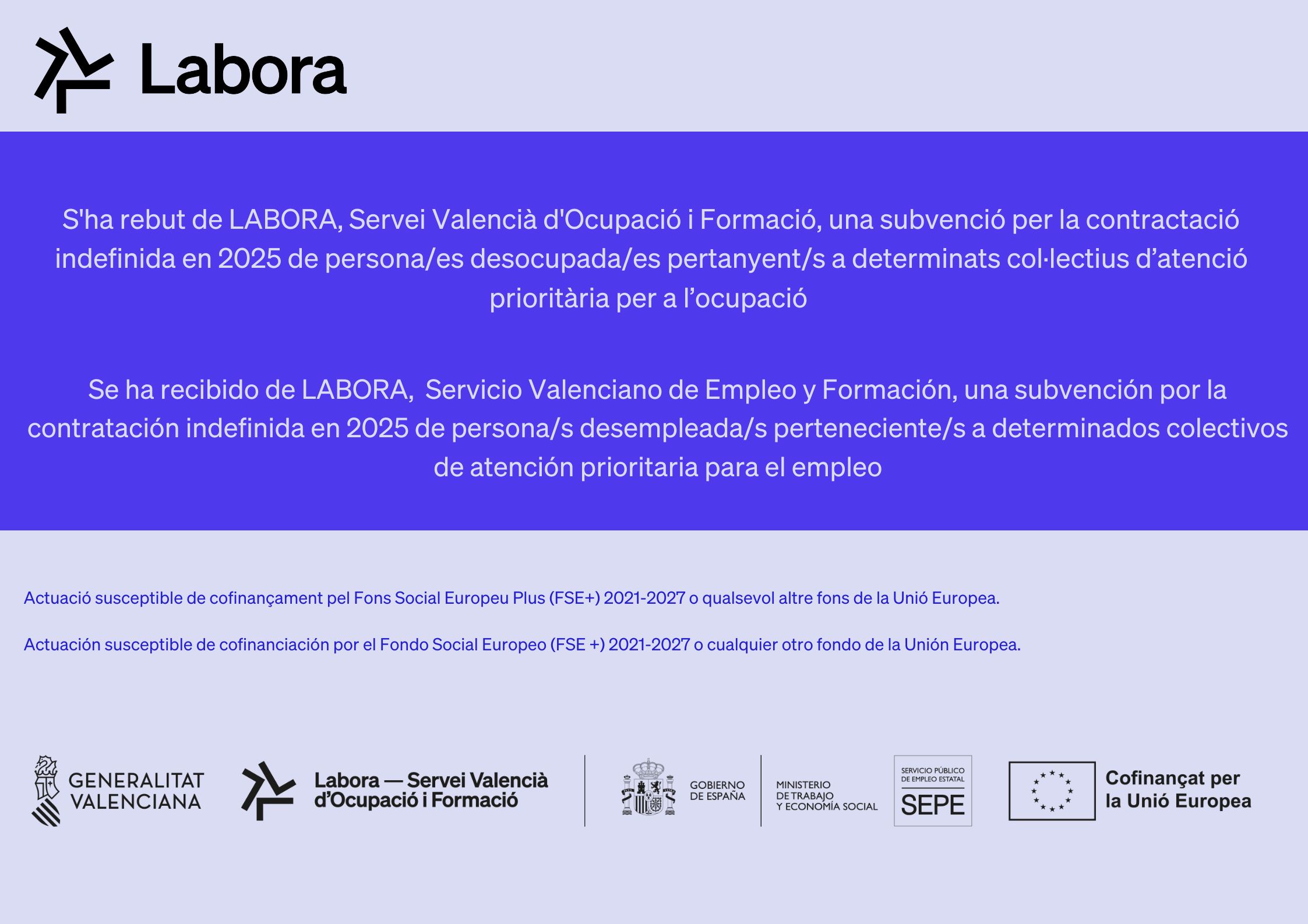 Cartel LABORA
